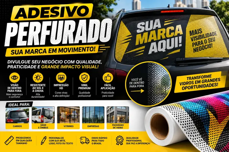 ADESIVO PERFURADO IMPRESSO MT²