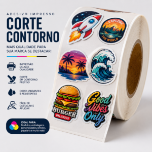 Adesivo Impresso com Corte Contorno Personalizado | Alta Qualidade
