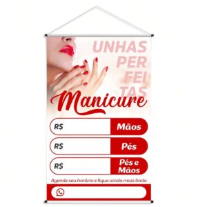 Banner Lona 440g com madeira e cordinha
